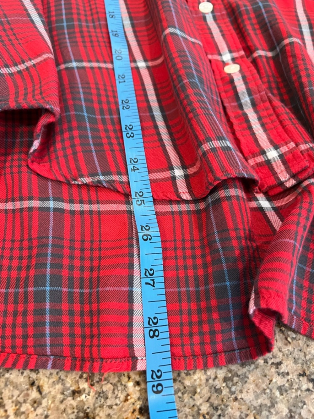 Levi’s Red Plaid Viscose High Low Blouse Size Large Lightweight Button Front - Picture 4 of 10
